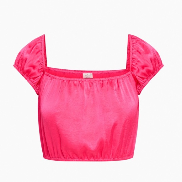 Wilfred Satin Pink Crop Blouse - Picture 1 of 5
